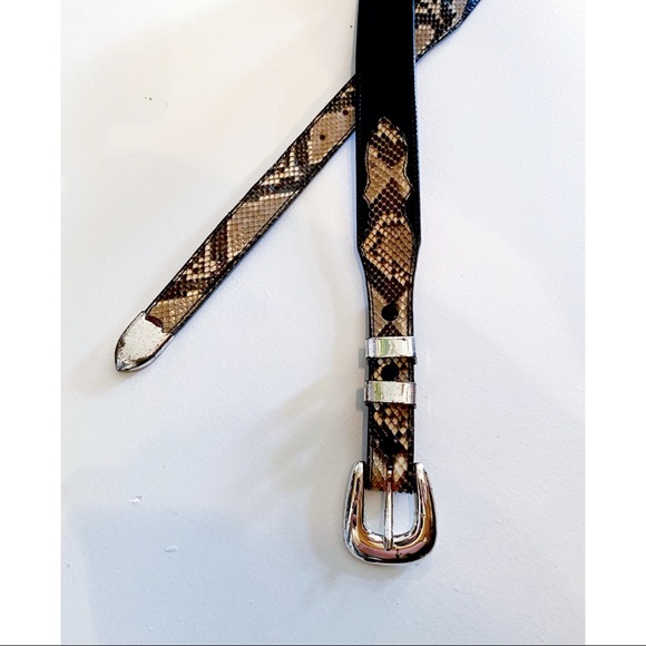 Vintage leather and python western belt - Picture 2 of 5